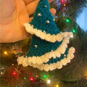 Crocheted evergreen tree christmas holiday tree ornament, decor, gift